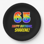 [ Thumbnail: 65th Birthday: Bold, Fun, Simple, Rainbow 65 Paper Plates ]