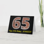 [ Thumbnail: 65th Birthday - Brick Wall Pattern "65" W/ Name Card ]