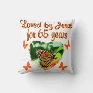 65TH BIRTHDAY BUTTERFLY THROW PILLOW