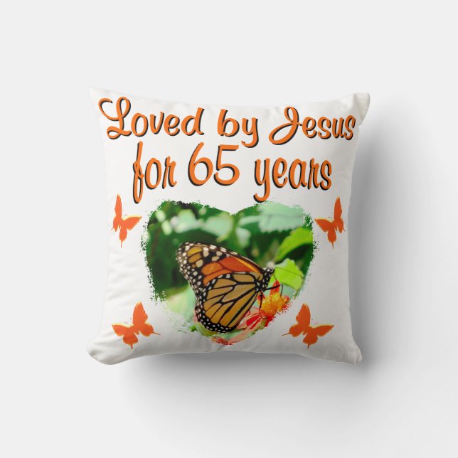 65TH BIRTHDAY BUTTERFLY THROW PILLOW (Front)