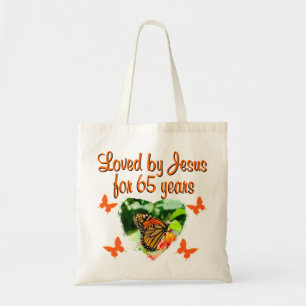 65TH BIRTHDAY BUTTERFLY TOTE BAG