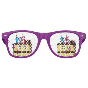 65th Birthday Cake with Candles Retro Sunglasses