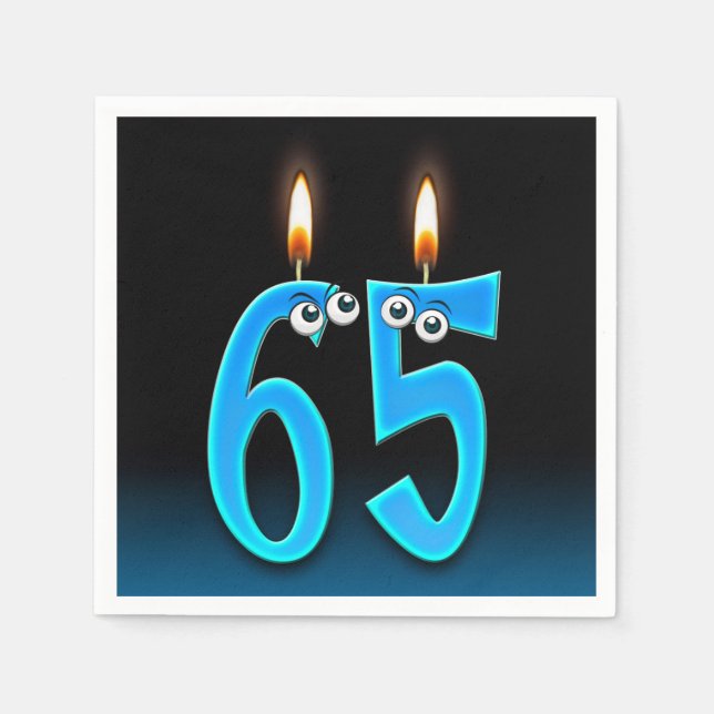 65th birthday candle with eyeballs paper napkins (Front)