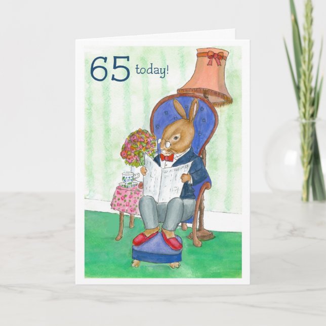 65th Birthday Card - Mr Rabbit (Front)