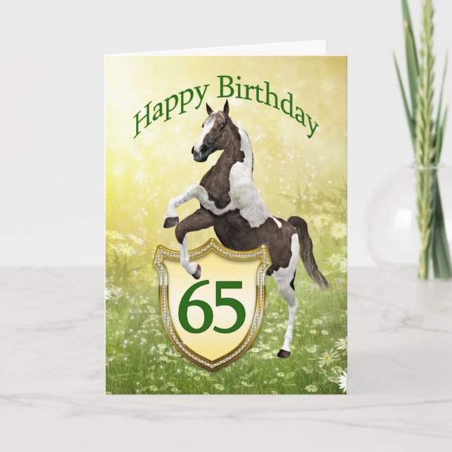 65th birthday card with a rearing horse (Front)