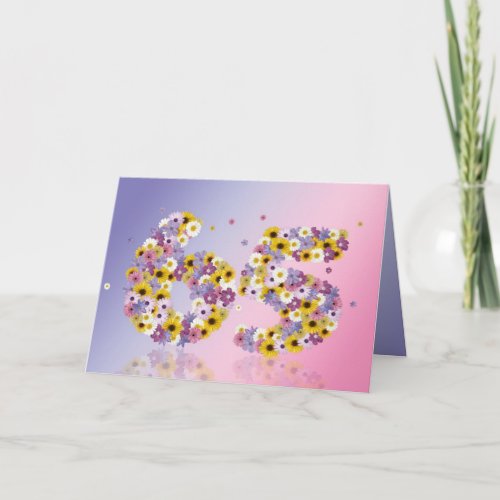 65th birthday card with flowery letters