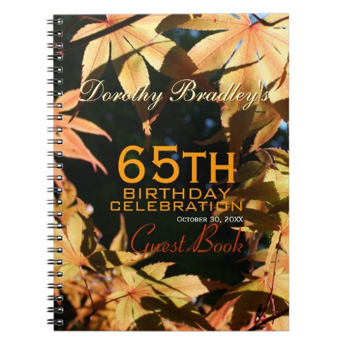 65th Birthday Celebration Autumn Custom Guest Book