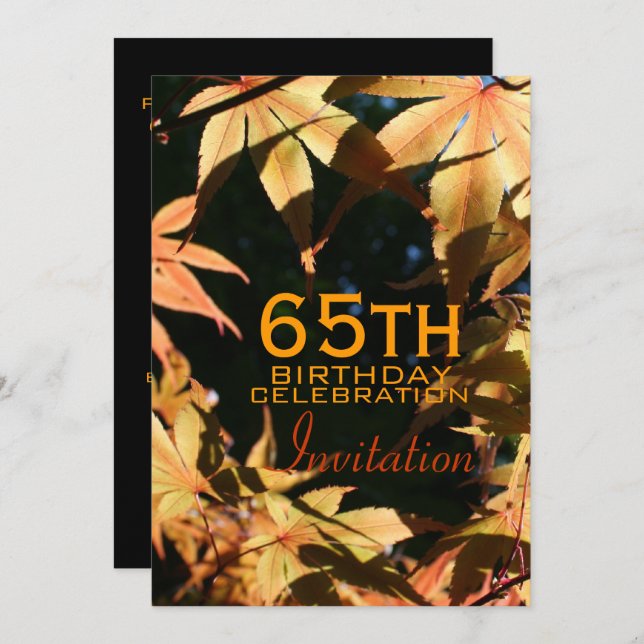 65th Birthday Celebration Autumn Custom Invitation (Front/Back)