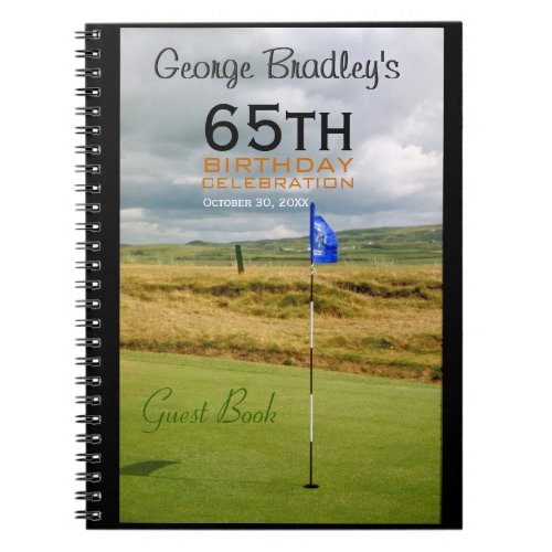 65th Birthday Celebration Golf Custom Guest Book