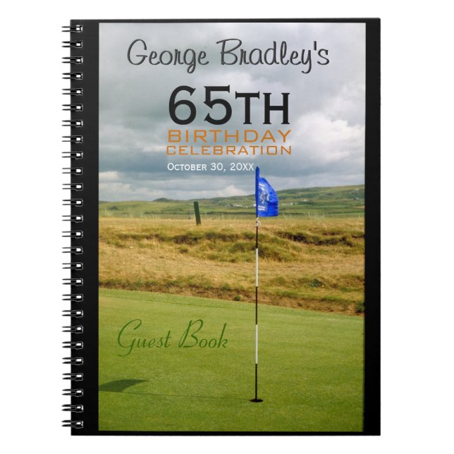 65th Birthday Celebration Golf Custom Guest Book (Front)