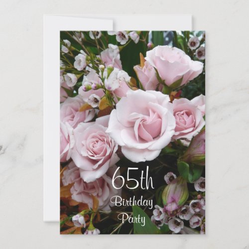 65th Birthday Celebration_Pink Roses Invitation