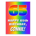 [ Thumbnail: 65th Birthday: Colorful, Fun Rainbow Pattern # 65 Card ]