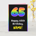 [ Thumbnail: 65th Birthday: Colorful Rainbow # 65, Custom Name Card ]