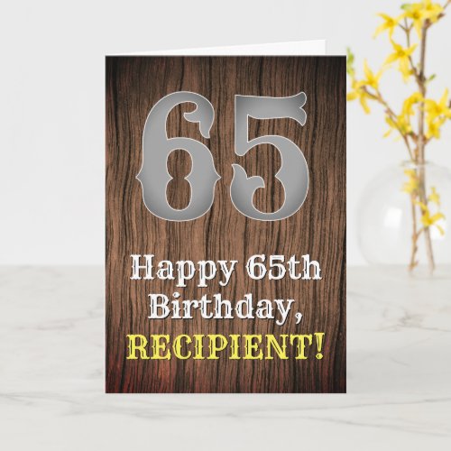 65th Birthday Country Western Inspired Look Name Card