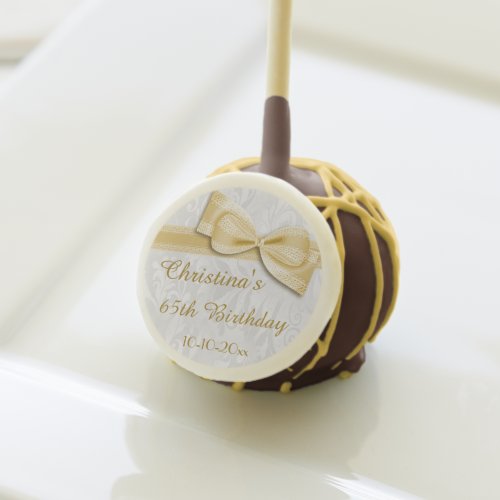 65th Birthday Damask and Faux Bow Cake Pops