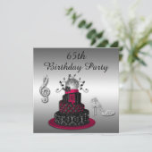 65th Birthday Disco Diva Cake and Sparkle Heels Invitation (Standing Front)