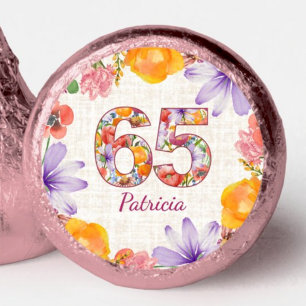 65th Birthday Elegant Floral Pink Party Chocolates Hershey®'s Kisses®