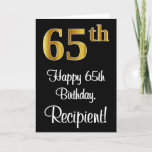 [ Thumbnail: 65th Birthday ~ Elegant Luxurious Faux Gold Look # Card ]