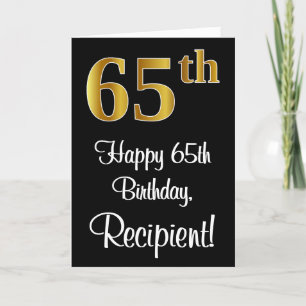 65th Birthday ~ Elegant Luxurious Faux Gold Look # Card