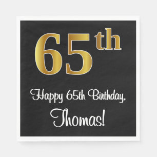 65th Birthday ~ Elegant Luxurious Faux Gold Look # Napkins