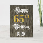 [ Thumbnail: 65th Birthday: Faux Gold Look + Faux Wood Pattern Card ]