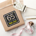 [ Thumbnail: 65th Birthday: Floral Flowers Number, Custom Name Sticker ]