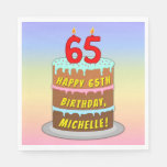 [ Thumbnail: 65th Birthday: Fun Cake and Candles + Custom Name Napkins ]