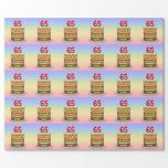 [ Thumbnail: 65th Birthday: Fun Cake and Candles + Custom Name Wrapping Paper ]