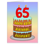 [ Thumbnail: 65th Birthday: Fun Cake & Candles, W/ Custom Name Card ]