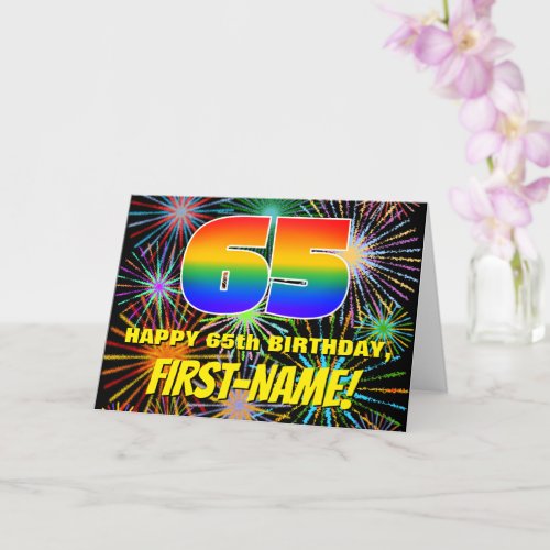 65th Birthday Fun Colorful Celebratory Fireworks Card