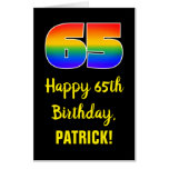 [ Thumbnail: 65th Birthday: Fun, Colorful, Happy, Rainbow # 65 Card ]
