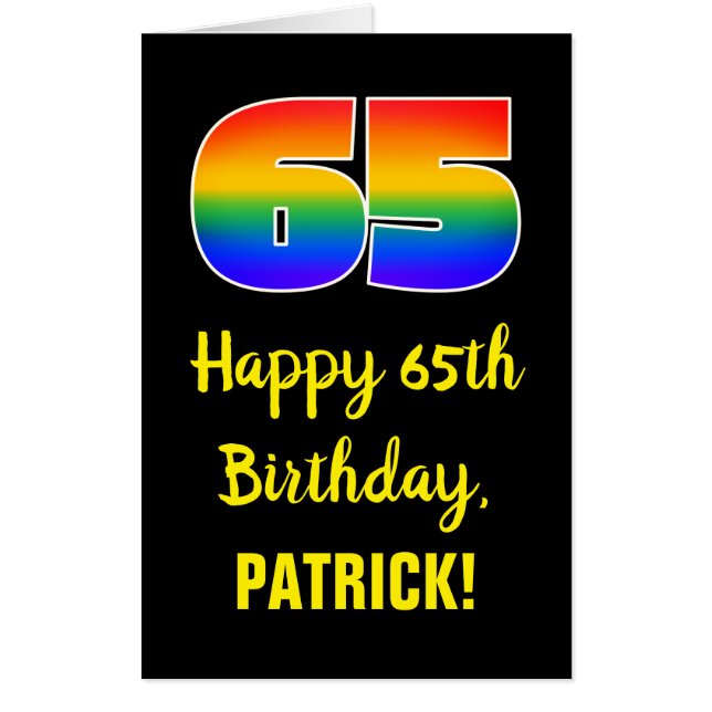 65th Birthday: Fun, Colorful, Happy, Rainbow # 65 Card (Front)
