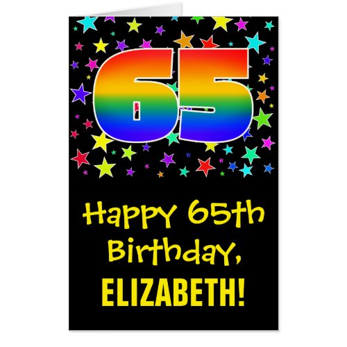 65th Birthday Fun Colorful Stars  Rainbow  65 Card