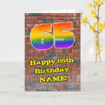 [ Thumbnail: 65th Birthday: Fun Graffiti-Inspired Rainbow 65 Card ]