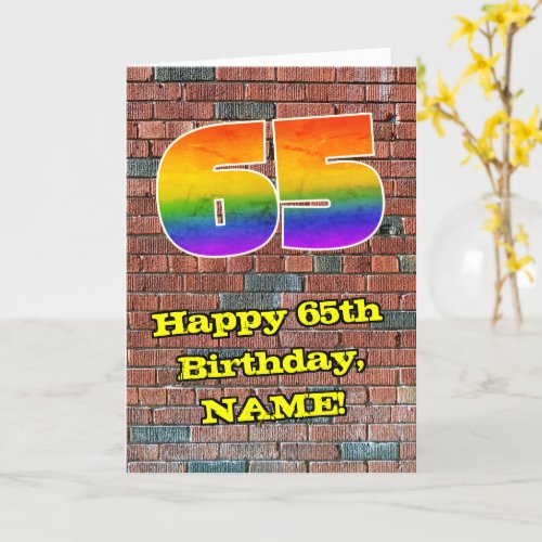 65th Birthday Fun Graffiti_Inspired Rainbow 65 Card