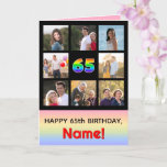 [ Thumbnail: 65th Birthday: Fun Rainbow #, Custom Photos + Name Card ]