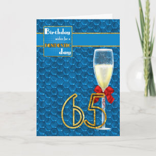 65th Birthday - Geometric Birthday Card Champagne