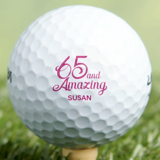 65th Birthday Gift Chic Pink Custom Keepsake Golf Balls (Creator Uploaded)