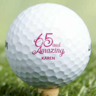 65th Birthday Gift for Friend Pink Stylish Custom Golf Balls