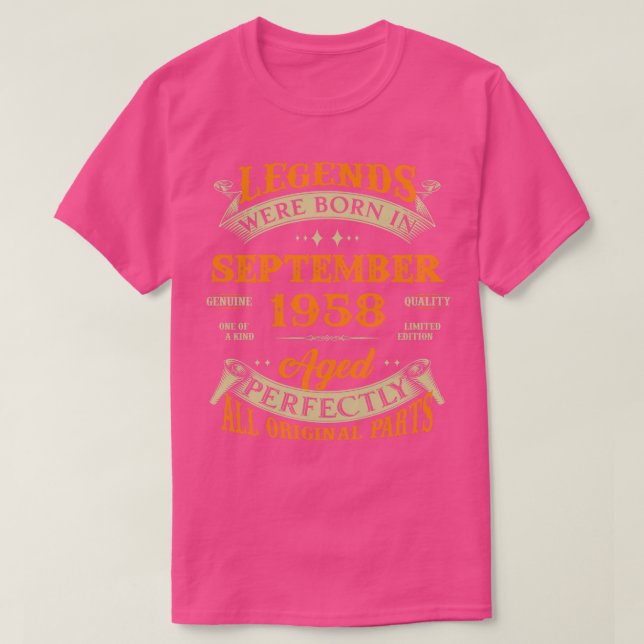 65th Birthday Gift Legends Born In September 1958  T-Shirt (Design Front)
