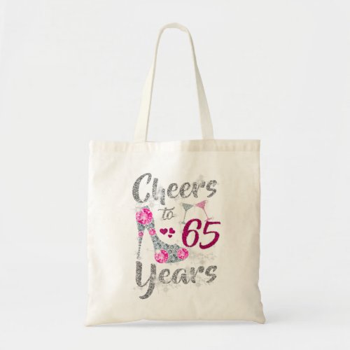 65th Birthday Gifts Cheers To 65 Year Old Wine hig Tote Bag