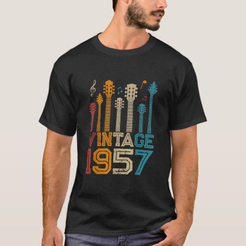 65th Birthday Gifts Vintage 1957 Tee Guitarist Gui