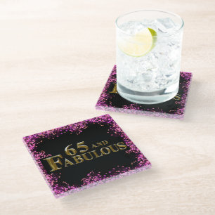 65th Birthday Glass Coaster