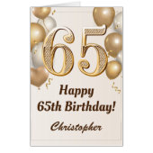 65th Birthday Gold Balloons Confetti Extra Large Card | Zazzle