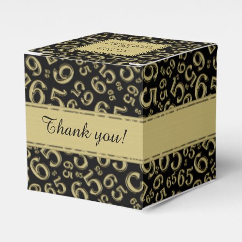 65th Birthday GoldBlack Collage Pattern Favor Boxes