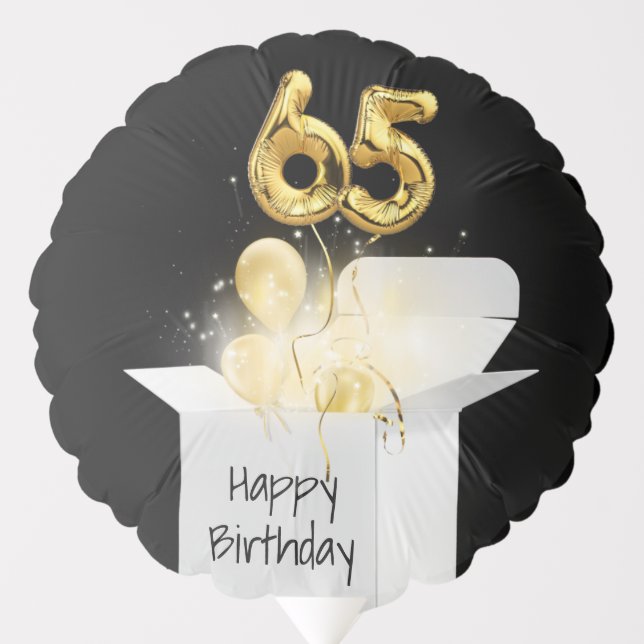 65th Birthday Gold Party Balloons  (Front)