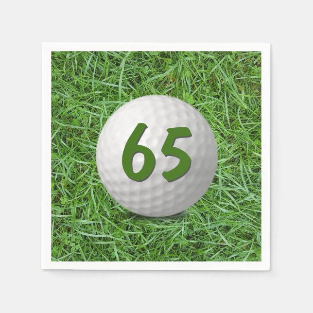 65th Birthday Golf Ball on Grass Napkins (Front)
