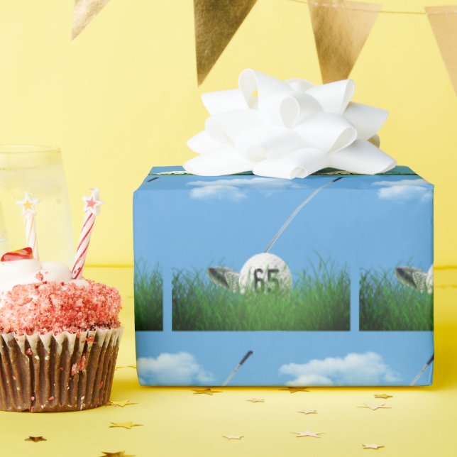 65th Birthday Golf Ball Wrapping Paper (Birthday Party)