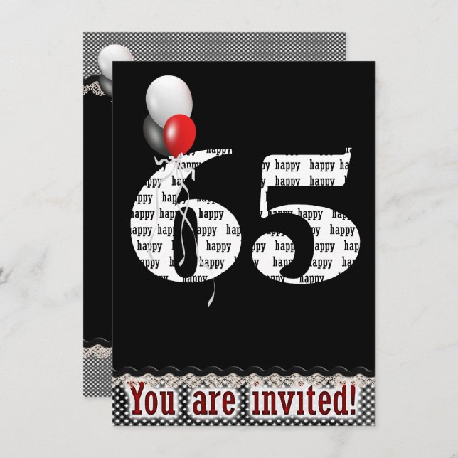 65th Birthday Invitation (Front/Back)