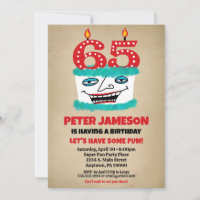 65th Birthday Invitation Funny Cake Casual Mens